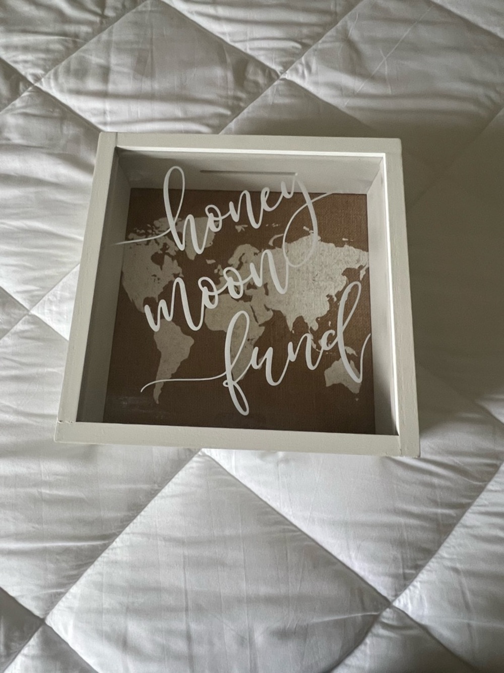 Honeymoon Fund Shadow Box Sign - White Frame